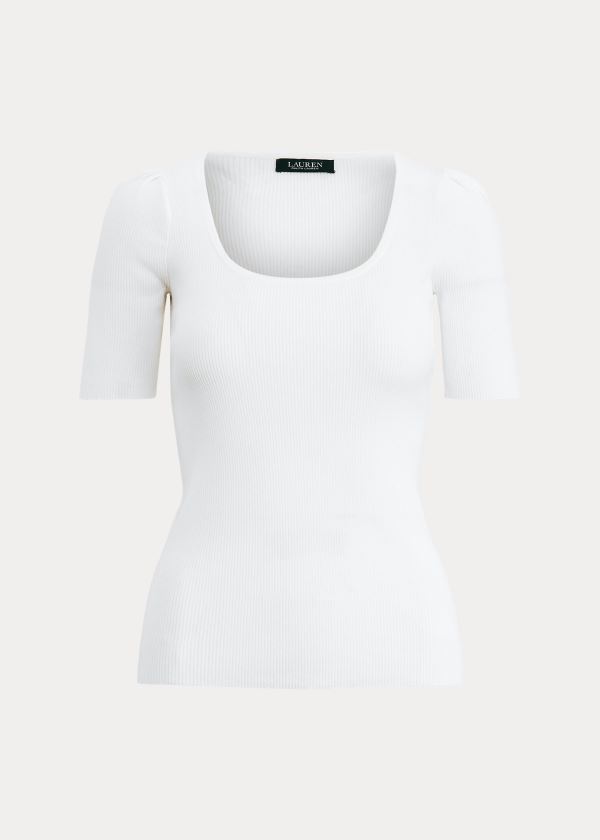 Women's Ralph Lauren Cotton-Blend Puff-Sleeve Tops | 903657FOX